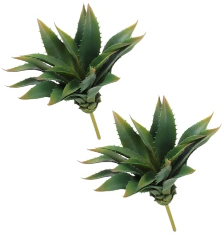 sourcing map 2Pcs Artificial Succulent Plants Fake Aloe Plant, 10 Inch Large Faux Succulents Unpotted Real Touch for DIY Home Wedding Garden Office Outdoor Floral Decoration, Green