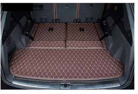 DZSMSRTG Kofferraum Schutzmatte Spezielle Kofferraummatten Für Q7 7 Sitze 2022–2015 Langlebige Kofferraumteppiche Cargo Liner Styling Bezüge Kofferraumwanne(Kaffee,1 Stück)