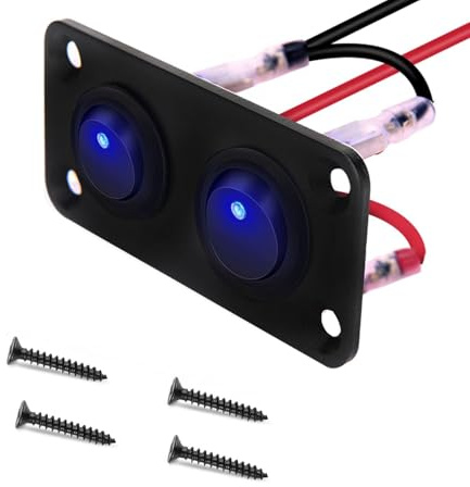 VISSQH 2 Stück blau LED Runde kippschalter,Runde Schalter,12V 20A/24V 10A ON/OFF Wippschalter,2 Gang Wippschalter Panel für Auto Boot,Haushaltsgeräten,Motorrädern,Schiffen usw.