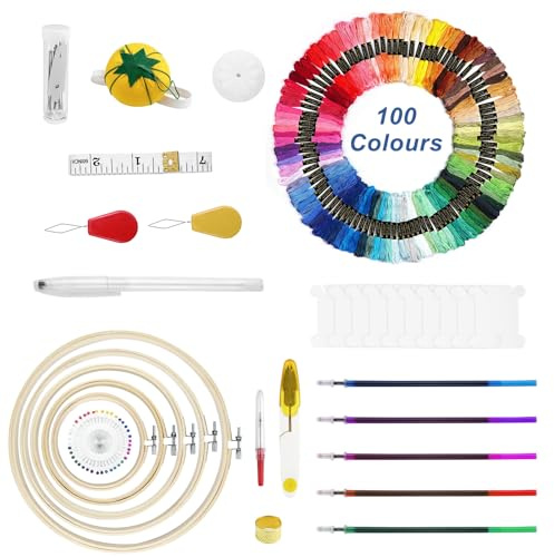 Comzantor Kit Cucito, Punch Needle Kit, Kit Completo Punto Croce, Kit Ricamo, Kit Uncinetto Principianti da Ricamare, Embroidery Kit, Cross Stitch Kit per Bambini e Adulti
