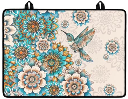 LACIYISON Boho Mandala Hummingbird Pattern Stove Top Cover, Heat Resistant Stove Top Covers for Electric Stove Protector, Waterproof Heat Resistant Grill Table Mat, Under Blackstone Griddle BBQ Mat