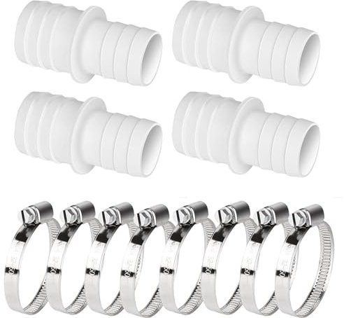 RYAN 4 Stück Schlauchverbinder 32mm bis 38mm Schlauchverbinder 1/2 zoll mit 8 Schlauchschellen Geeignet als Verbindung für Poolgarten und Poolrohr Schlauchadapter