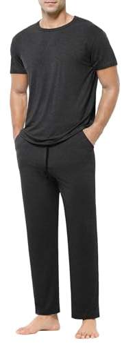 Casey Kevin Pijamas Hombre Conjunto Suave Camisetas de Pijama de Manga Corta y Pantalones Larga para Dormir 2 Pieza