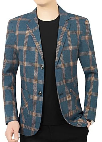 ZEMALON Anzug Jacke Männer Business Arbeits Casual LongsleeveAnzug Slim Fit Gutaussehend Mode Blazer Temperament Klassisch TrendAnzug A-Blue XXL