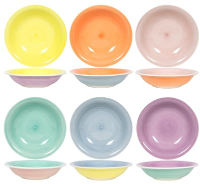 Cookinglife Pastel Harmony | Platos de pasta x6 | Cerámica | Platos hondos 21 cm | Color pastel | Lavavajillas, Microondas, Horno
