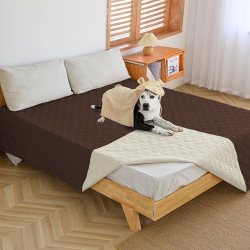 Amarrirose wasserdichte Hundedecke - Robuste Hundematte,102 * 127cm Outdoor hundematte maschinenwaschbar,Wendedecke hundedecke für unterwegs,Hunde & Katzen geeignet Schokolade + Beige