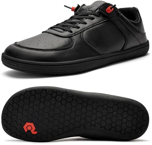 Barefoot Wide Toe Box Shoes for Men - Minimalist Barefoot Dress Sneakers Zero Drop Slip on Non Slip for Walking All Black Size 9 Wide