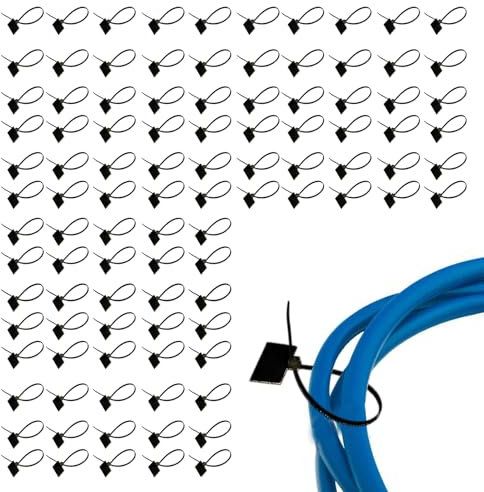 YNPQTDS Kabelbinder | 100 Stück Dünne Kabelbinder | Selbstschnürend Mit Beschriftungsfeld Für Kabelorganisation Im Werkstatt Arbeitsplatz Garten Hausbereich