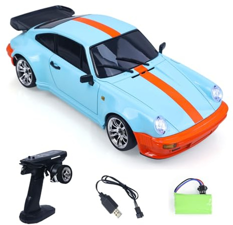 wheelfun LDRC Ld1898 1:18 2.4G RC Drift Car 10Km/H 4 * 2 Radio Control Racing Vehicles 911 Gyroscope Metal Drive Shaft Light RTR Battery Hobby Grade Model for Ages 14+(Blue)