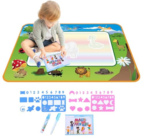 Generisch Wasser Malvorlagen - Aqua Wasserkritzelmatte - Wasser Malerei Spielzeug, 80x60 cm Große Zeichnen Kritzelmatte, Geburtstag Mädchen Kinder Kinder