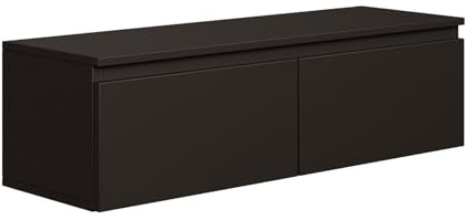 Selsey Hängeboard Bemmi 28,4x100x31,8 cm, Minimalistisches TV Lowboard, Schwarz, Hochwertige Spanplatte mit ABS-Kanten, Zwei Klappenfächer,Melaminbeschichtet, Ideal fürs Wohnzimmer