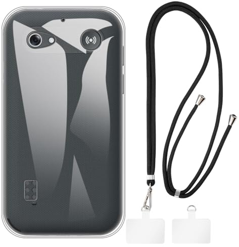 Shantime Case and Lanyard for Doro Leva E10 - Clear+Black | 2.4 Set Including Protective Cover & Detachable Crossbody/Neck Strap with Metal Buckles and 2 Patches