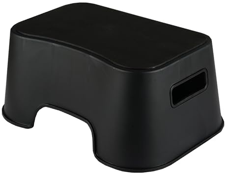 Lifesteps Tritthocker Schwarz 37x26x16 cm – Stabiler Kunststoff Tritt Hocker bis 100 kg belastbar, rutschfest, ideal für Küche, Bad & Kinder