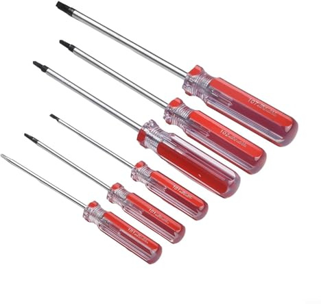 Juego de destornilladores triangulares de 6 piezas TA1.8 a TA4.2 mm, herramienta de reparación de acero al cromo vanadio con asas rojas para electrónica, electricista y de