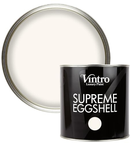 Vintro Paint | Eggshell Paint | for Walls | Wood | Trim | Satin Furniture Paint | Interior & Exterior Use. (Creamy White - Champagne Waltz, 2.5 Litres)