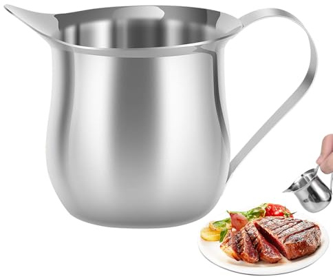 Bricco per latte da 90 ml | Caraffa per sciroppo in acciaio inossidabile, supporto resistente lavabile in lavastoviglie, beccuccio facile con funzionalità versatili | Perfetto per servire caffè, tè