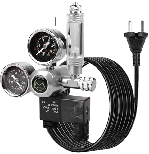 Riduttore di pressione CO2, regolatore di CO2 per acquari, display doppio gauge, interfaccia W21.8, riduttore di pressione CO2 acquario con valvola magnetica, contatore di bolle per acquari piantati