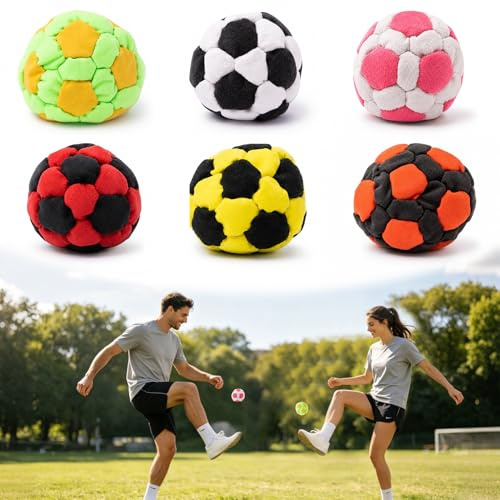Xevinas Fußball Hacky Sack, Superweicher Stoff Jonglierbälle, 6CM Jonglieren Bälle, Bunte Hacky Sack Bälle, Gefüllt Mit Tonkugeln & Baumwolle, Ideal Für Jonglieren, Outdoor & Indoor Spiele