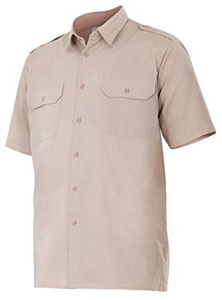 Velilla 532. Chemise à manches courtes avec galonnières, couleur beige, taille XXL