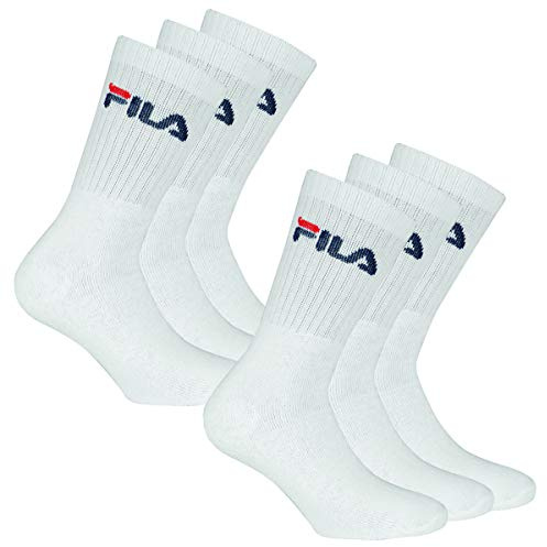 FILA 6 Pares Calcetines, felpa CALCETINES TENIS con Logotipo Federal, unisex (2x Paquete de 3) - blanco, 43-46 (9-11GB)