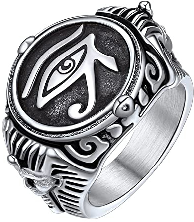 U7 Rings For Men Grunge Jewellery Ankh Pendant Eye Of Horus Ring
