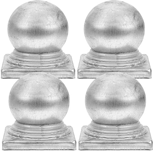 4pcs Metal Fence Post Caps Replacement for Gate Posts Silver Iron | Galvanised Finish, Protects from Rain and Sunlight, Rust Resistance, Paintable Surface for Outdoor Use