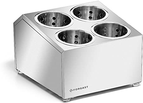 Forgast Porta Utensili da Cucina 4 Scomparti in Acciaio Inox Barattolo, Organizer Cucina Supporto Per Utensili Argento, Cesto Posate, Porta Posate Per Coltello, Forchetta, Cucchiaio