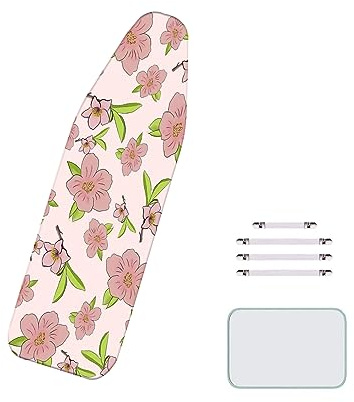 BLEDD 60x160cm/XXL Extra large ironing board cover with 4 clips and ironing cloth, heat-resistant thick felt pads, beautiful ironing board cover