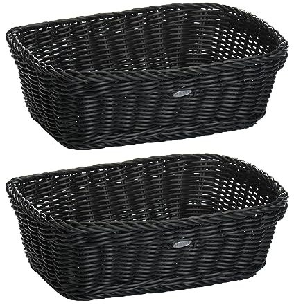 Westmark 2 Aufbewahrungskörbe - geflochtener Mehrzweck Korb aus Synthetikfaser - ideal als Brotkorb, Geschenkkorb & Co. - Saleen Edition (schwarz)