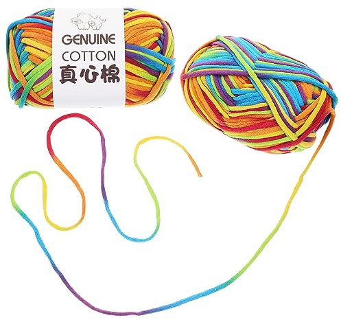 VILLCASE 2 Stück Regenbogen-Baumwoll-Häkelgarn Anfänger-Häkelgarn DIY-Strickgarne - Material Bastelbedarf - Handarbeitsgarn in Lebhaften Farben für Pullover, Decken und mehr