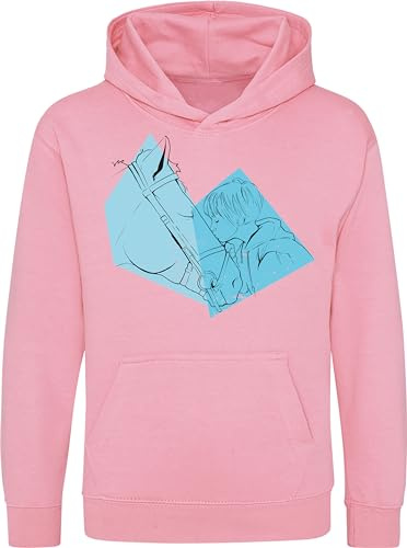 minifan Pullover Mädchen : Pferde Bussi - Kapuzenpullover für Reiterin - Geschenk - Kinder Hoodie Pferd - Reitsport Bekleidung - My Horse - REIT-Zubehör