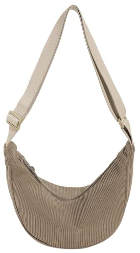 DKIIL NOIYB Lässige Cord Halbmond Umhängetasche - Retro Crossbody Bag für Damen - Geeignet zum Einkaufen, Dating, Reisen und Arbeiten