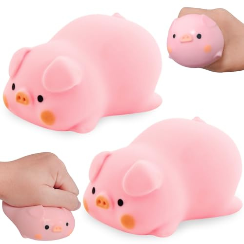 OPEIXSAYKOC Maiale Antistress 2 Pezzi, Piggy Giocattolo Antistress, Giocattolo da Schiacciare Piggy Antistress, Squeeze Giocattoli, Giocattoli di Decompressione per Adulti, Bambini, Piccolo