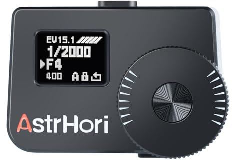 AstrHori AH-M1 Light Meter in Real Time 0.66 Inch OLED Screen with Integrated Cold Shoe Mount Battery for Various Cameras Black Brass