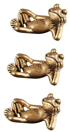 MAGICLULU 3stücke Brass Frog Statue Vintage Desk Decor Creative Frog Car Ornament Für Home Office Sturdy Figurine Für Büro-Dekoration Geschenkidee Für Familie