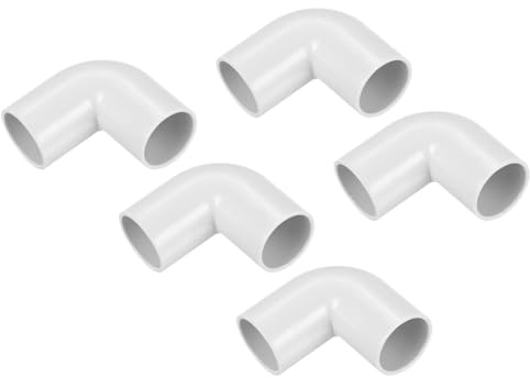 sourcing map 5 Stück PVC Rohrverbinder 90 Grad Bogenfitting 20mm Richtungswechsel für Schlauch Elektrische Leitungs