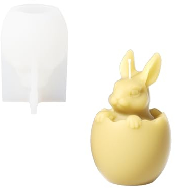 BOOWAN NICOLE Ostern Hase Ei Kerzen Silikonformen Gießformen, 3D Kaninchen Kerzenformen zum Gießen,Bunny Schokoladen Gießform DIY fur Ortendeko Kerzenherstellung Handwerk Ornamente (LZ0669)