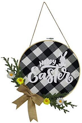 Osterkranz mit BuntOstereiern Blumen Türkranz Mode Willkommen Türhänger Küchentür Dekoration Türkranz Haustür Kranz Dekor Heimtextilien Festival Party Kunstblumendeko (Multicolor, One Size)