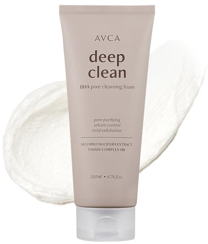 AVCA BHA Pore Cleansing Foam 200ml (6.76 fl oz) – Korean Facial Cleanser, Face Wash, Daily Dead Skin Care for All Skin Types, Face Cleanser with Salicylic Acid, Korean Skincare