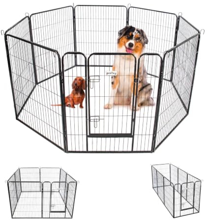 PAITSY Laufstall für Hunde, Welpen und Kaninchen, Gardeo80x100x8, 8 Paneele 80x100 cm, 2,56 m², modular, für drinnen und draußen, faltbar, 5 Jahre Garantie