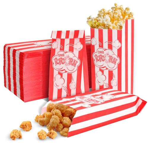 150 Stück Popcorn Tüten, Popcorntüten klein Papiertüten Popcorn Tüte Candy Tüte Partytüten für Kino Filmabende 9 * 5 * 22cm