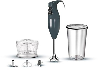 ESGE-Zauberstab 9240026 E 120 Select Anthrazit Stabmixer, Pürierstab inkl. Multimesser, Schlagscheibe Fleisch- und Gemüsemesser, Zerkleinerer, Messbecher 120 Watt