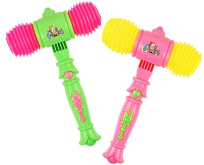 Falafoty Quietschhammer Baby Schlagspielzeug, 2 Stück Pfeifenhammer Spielzeug Kinder Musik Sound Spielzeug, Plastik Hammer Kleinkind Pädagogisches Spielzeug für 1 + Jahr alte Mädchen Baby Jungen (D)