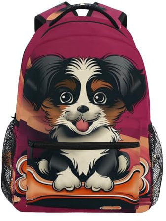 Schulrucksack, Süßer Hund Und Knochen Leichter Kinder Rucksack Kleiner Kindertasche Für Kinderzimmer Sport Vorschule 29X40Cm