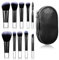 Nogeqi Juego de 10 pinceles de viaje, juego de pinceles de maquillaje, maquillaje, corrector, brochas de maquillaje, con bolsa de almacenamiento para cepillar pestañas