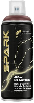 SPARK Sprühdose 400ml – Matte Sprühfarbe für Künstler, DIY, Modellbau & Möbel – Hohe Deckkraft, schnelltrocknende Spraydose - Nussbraun
