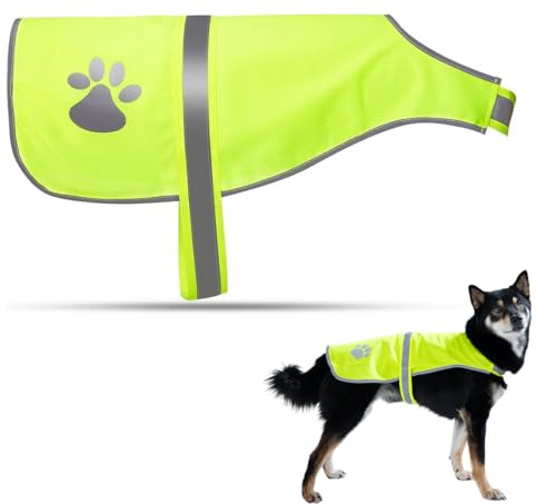 MIRKUZI Chalecos de seguridad para perros Chaleco reflectante para perros, de alta visibilidad nocturna, impermeable, ligero y cómodo (talla L)