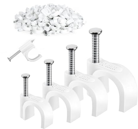 400 clips redondos de pared para cables, 4 mm, 6 mm, 8 mm, 10 mm), para organizar Ethernet, cable USB, línea telefónica y línea de televisión-W1