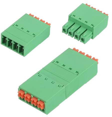 sourcing map 2 set di connettori a 4 pin con passo da 3,81 mm per montaggio su PCB a vite per morsettiera diritti senza saldatura 15EDGKN maschio e femmina connettori spina per 22-16AWG