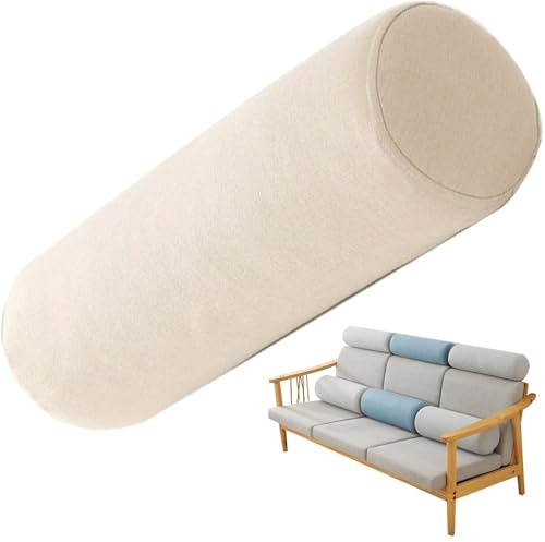 QOEUIUJ Sofa Nackenrolle, Neck Pillow, Kissen-Rolle for Nacken Mit Kissenbezug Aus Baumwolle Und Leinen Und Füllung Aus Memory Foam, Geeignet for Heimsofa, Bett(Beige,20x140cm)